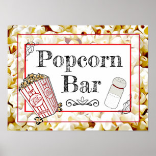 Popcorn Bar Huwelijk of Baby Shower Bord Poster