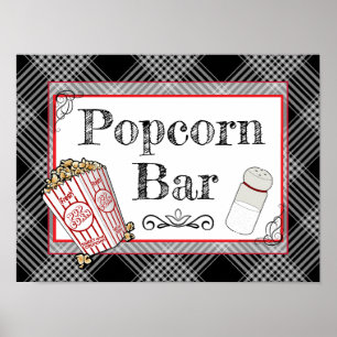Popcorn Bar Huwelijk of Baby Shower Bord Poster
