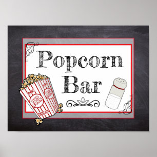 Popcorn Bar Huwelijk of Baby Shower Bord Poster