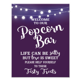 POPCORN BAR-partij of -trouwbord Foto Afdruk