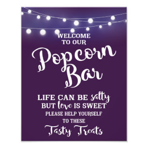 POPCORN BAR-partij of -trouwbord Foto Afdruk
