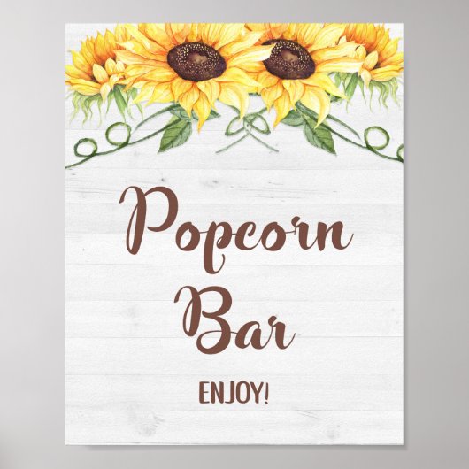 POPCORN BAR Sunflower Shower of partijsymbool Poster (Voorkant)