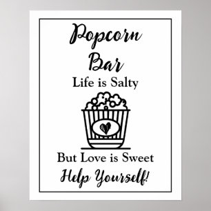 Popcorn Bar   Trouwbord Poster