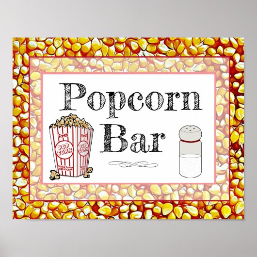 Popcorn Bar Wedding of Baby shower Sign Poster (Voorkant)