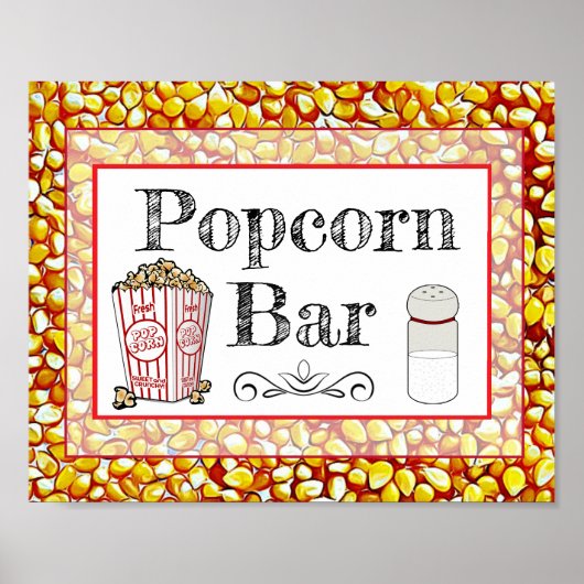 Popcorn Bar Wedding of Baby shower Sign Poster (Voorkant)