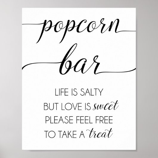 Popcorn Bar Wedding of Party Sign Poster (Voorkant)