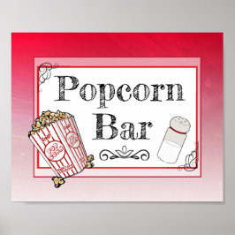 Popcorn Bar Wedding Red Sign Poster