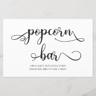 Popcorn Bar Zwart wit minimalistisch bruiloft