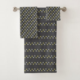Popcorn Bath Towels (Dark Gray & Butter Yellow) Bad Handdoek