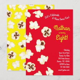 Popcorn Bioscoop Kinderen Verjaardagsfeestje Kaart