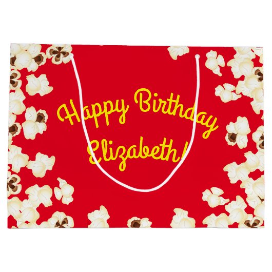 Popcorn Birthday Party Movie Theater Groot Cadeauzakje (Achterkant)