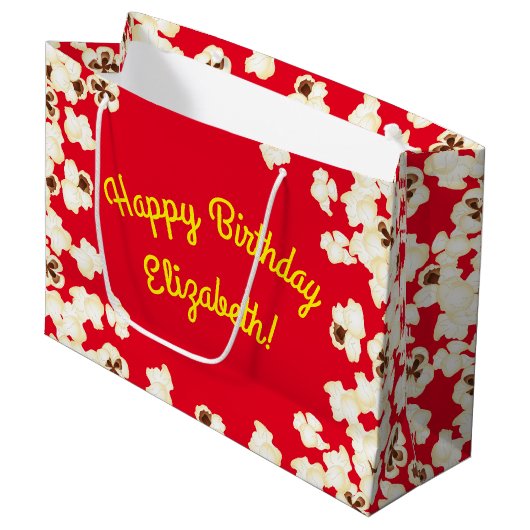 Popcorn Birthday Party Movie Theater Groot Cadeauzakje (Voorkant Gekanteld)