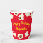 Popcorn Birthday Party Movie Theater Papieren Bekers (Achterkant)