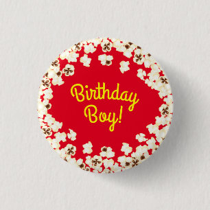 Popcorn Birthday Party Movie Theater Ronde Button 3,2 Cm