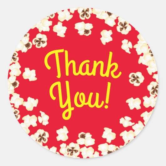 Popcorn Birthday Party Movie Theater Ronde Sticker (Voorkant)