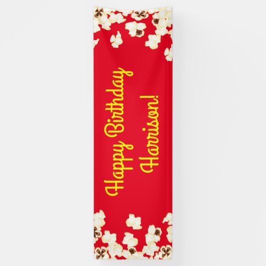 Popcorn Birthday Party Movie Theater Spandoek (Verticaal)