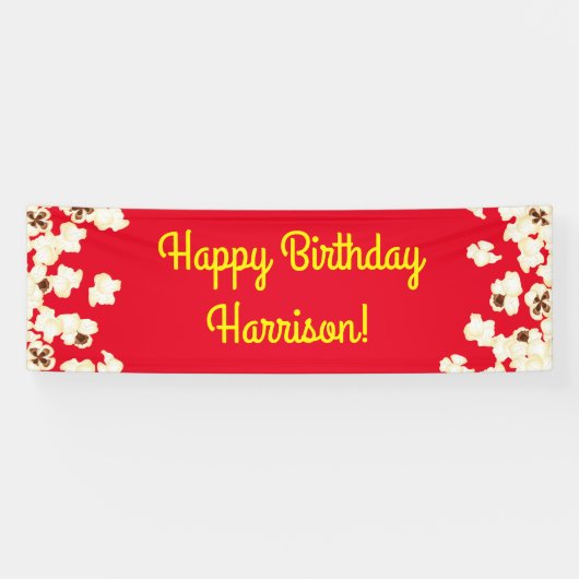 Popcorn Birthday Party Movie Theater Spandoek (Horizontaal)