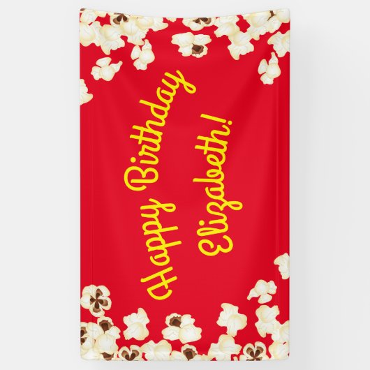 Popcorn Birthday Party Movie Theater Spandoek (Verticaal)