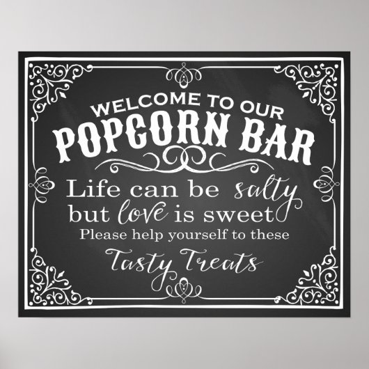 Popcorn-bord voor bruiloft elegant-krijt poster (Voorkant)