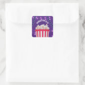 Popcorn Bucket Backyard Movie Night Vierkante Sticker (Tas)
