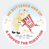 Popcorn & Butter Verloving Ronde Sticker (Voorkant)