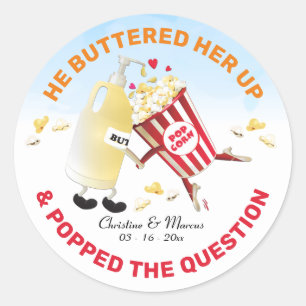Popcorn & Butter Verloving Ronde Sticker