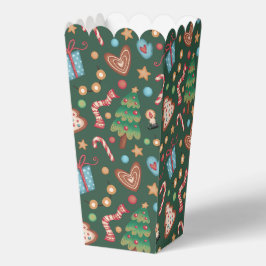 Popcorn Cadeau Gift Box Groen Kerstpatroon Bedankdoosjes