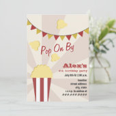 Popcorn carnaval Birthday Party Invitation Kaart (Staand voorkant)