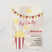 Popcorn carnaval Birthday Party Invitation Kaart (Voorkant / Achterkant)