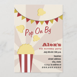 Popcorn carnaval Birthday Party Invitation Kaart