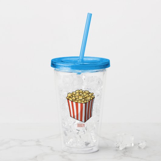 Popcorn cartoon illustratie acryl drinkbeker (Achterkant ijs)