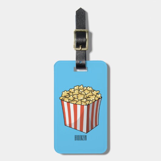 Popcorn cartoon illustratie bagagelabel (Voorkant verticaal)