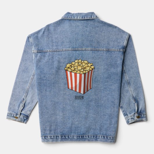 Popcorn cartoon illustratie denim jacket (Achterkant)