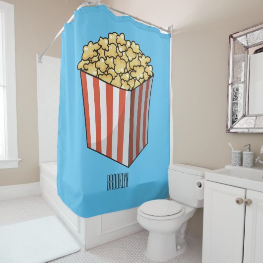 Popcorn cartoon illustratie douchegordijn (In situ)