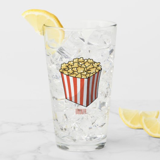 Popcorn cartoon illustratie glas (Voorkant ijs)