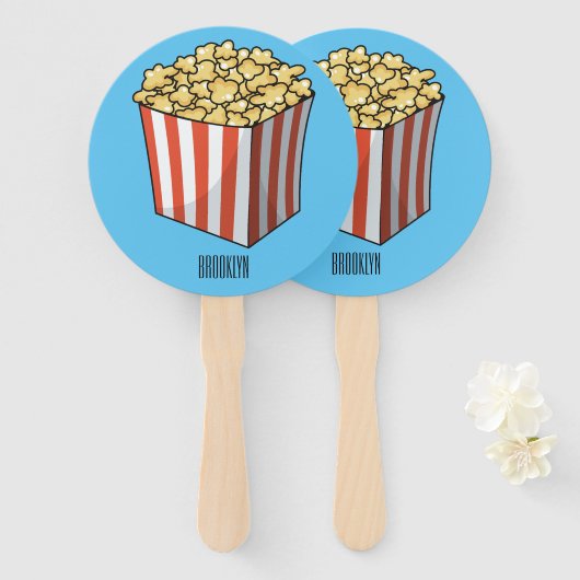 Popcorn cartoon illustratie handwaaier (Voorkant en achterkant)