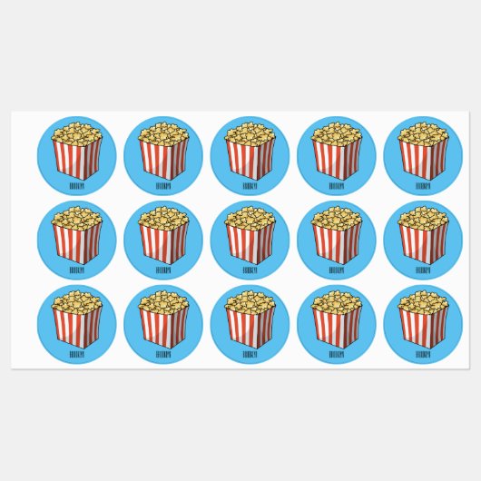 Popcorn cartoon illustratie labels (Vel)