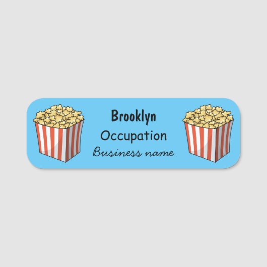 Popcorn cartoon illustratie naamplaatje (Voorkant)