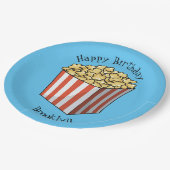 Popcorn cartoon illustratie papieren bordje (Gekanteld)