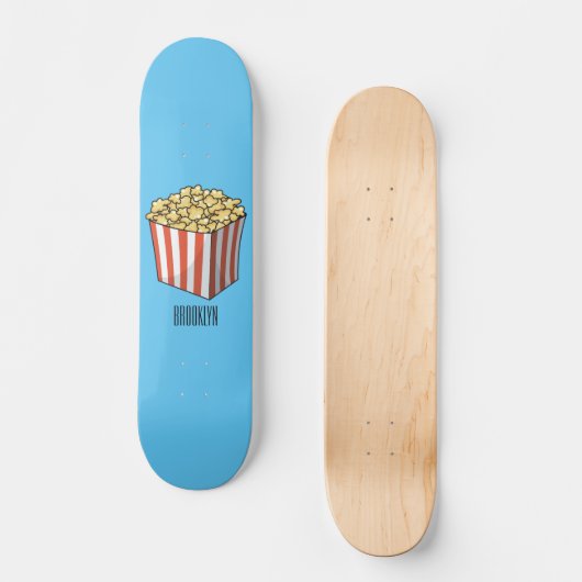 Popcorn cartoon illustratie persoonlijk skateboard (Voorkant)