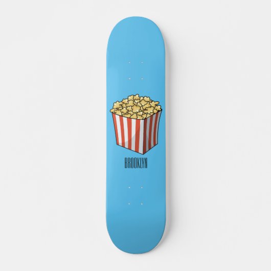 Popcorn cartoon illustratie persoonlijk skateboard (Voorkant)