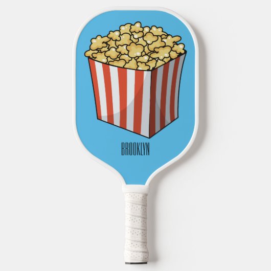 Popcorn cartoon illustratie pickleball paddle (Voorkant)