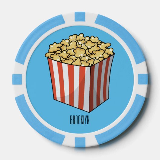 Popcorn cartoon illustratie poker chips (Voorkant)