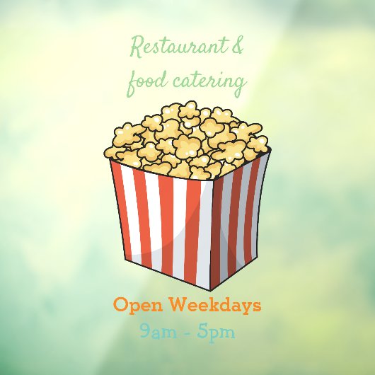 Popcorn cartoon illustratie raamsticker (Vel 3)