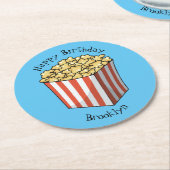 Popcorn cartoon illustratie ronde kartonnen onderzetter (Gebogen)