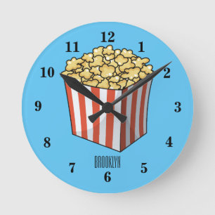 Popcorn cartoon illustratie ronde klok