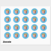 Popcorn cartoon illustratie ronde sticker (Vel)