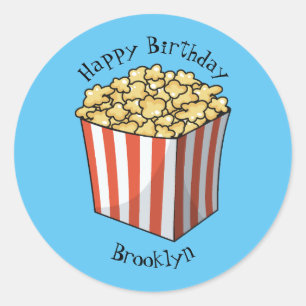 Popcorn cartoon illustratie ronde sticker