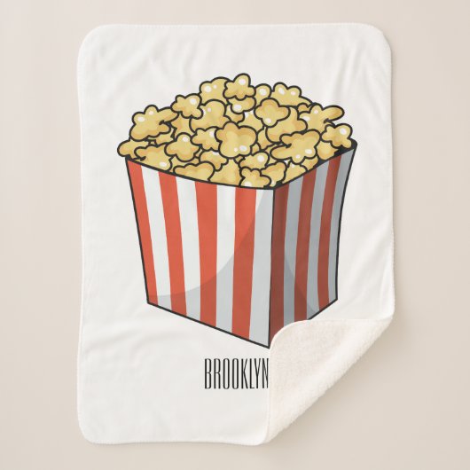 Popcorn cartoon illustratie sherpa deken (Voorkant)