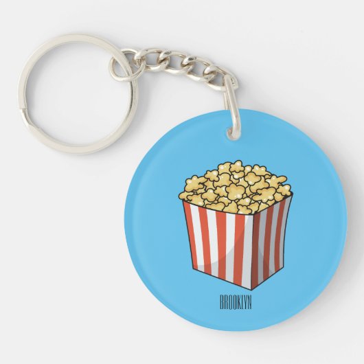 Popcorn cartoon illustratie sleutelhanger (Voorkant)